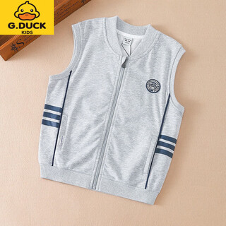 G.duckkids boys' vest spring and autumn thin jacket 2023 korean style new medium and large children's cotton zip shirt vest children's vest for outerwear floral gray 140 cm (140cm)
