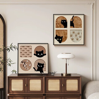 Yunya middle ages cat living room decorative painting french retro healing desktop ornament painting bedroom bedside table restaurant hanging painting cat painting type b 30*30cm