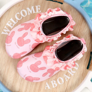 Good luck whale 2025 new children's wading shoes, adult beach socks, swimming and diving, beach shoes for women, outdoor quick-drying, pink bunny lace style, adult soles 36-37, suitable for 36-37
