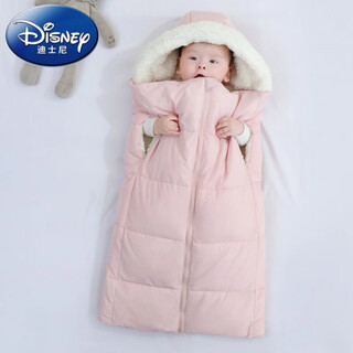Disney baby sleeping bag, baby autumn and winter warm and thickened quilt, hooded newborn blanket, multi-purpose blanket, anti-kick quilt, hy cotton-filled thickened sleeping bag, pink, about 0-1 years old, expand 70x90cm