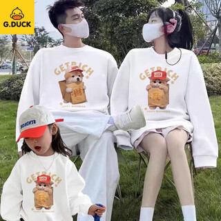 G.duck parent-child wear sweatshirt spring autumn winter 2025 new year model family of three and four mother and daughter wear family portrait children's clothing paper bag cat and dog white-thin section 90 cm for girls