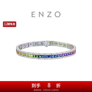 Chow tai fook enzo rainbow series 18k gold colorful gemstone diamond bracelet girl birthday gift ezv1835 17.5cm