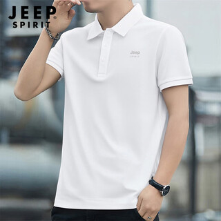 Jeep spirit jeep polo shirt men's ice silk short-sleeved t-shirt men's summer new quick-drying casual sports top men's white 2xl