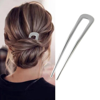Only double u-shaped hairpin hairpin hairpin simple metal double-pronged hairpin hair comb hair artifact lazy hairpin hairpin silver glossy u-shaped