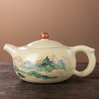 Qixuanyuan huangru kiln qianli jiangshan xishi teapot light luxury high-end ceramic personal teapot kung fu tea set accessories