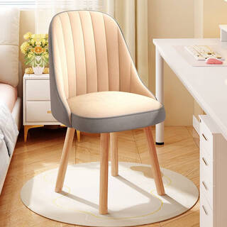 Fantasy computer chair, home study chair, comfortable stool for long periods of time, makeup chair, children's writing chair, student desk chair, upgraded latex fixed style - velvet (khaki + gray, solid wood legs)
