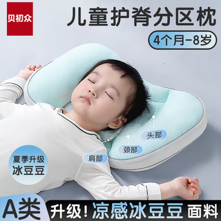 Bei chuzhong children's pillow 1-3 years old baby pillow 3-8 years old kindergarten students and children special partition neck protection summer sky blue-h1 0-3 years old pillow height 1.5-3cm, comfortable sleeping spine protection, special for children
