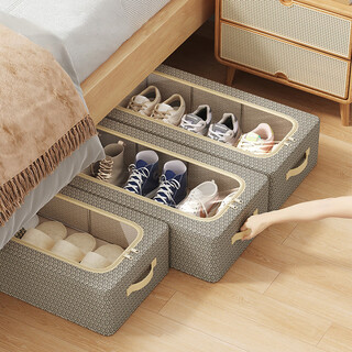 Ershanji visual shoe storage box foldable dust-proof shoe box bed bottom clothes and shoe storage rack rental storage artifact 60*30*15cm