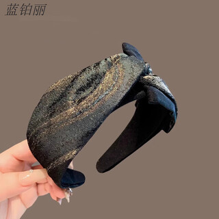 Keegfeg korean wide-brimmed hair hoop, high-end female 2025 new style, thin flash cross head hoop, high-end temperament, pressed hair clip, gold bow head hoop