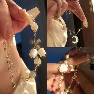 Qimei love lily of the valley bracelet for women 2024 new high-looking exquisite small jewelry girlfriend student ancient style fairy bracelet camellia bracelet + lily of the valley bracelet + mountain moon 1