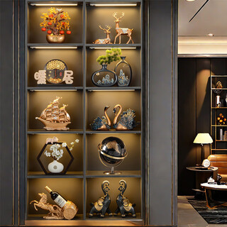 Junshi open-lattice ornaments, high-end chinese style office study, high-end living room wine cabinet, decoration display cabinet, bogu ten-grid cabinet combination 10-piece set xx2