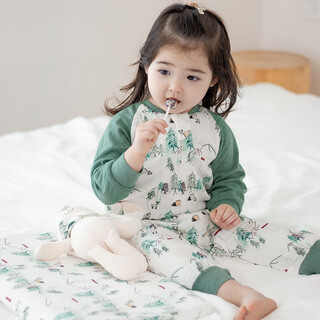 Nest designs baby sleeping bag bamboo cotton gauze six-layer long-sleeved baby split-leg anti-kick quilt for all seasons forest path 90 yards