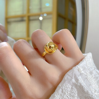 Bieqing gold response to request ring women's new 999 solid gold glossy ring ring chinese valentine's day birthday gift for girlfriend, response to request ring gold weight about 1.76