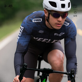 Jieku 2025 spring and summer new product yeelen men's long-sleeved cycling suit suit thin outdoor reflective high-elastic breathable top black blue xl