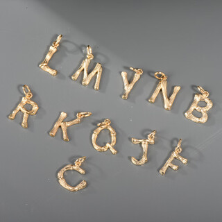 Micro-gift korean popular 14k gold necklace female personality simple frosted letters plain gold clavicle pendant color gold pendant trendy t