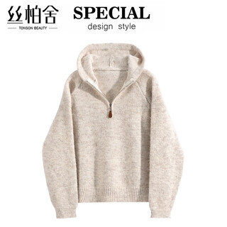 Sibaishe hooded long-sleeved sweater for women 2025 winter new fashion simple soft waxy loose casual top