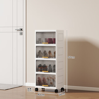 Funwudou customized shoe box storage box transparent shoe storage rack space-saving artifact entry door simple shoe cabinet multi-layer home 40 sides wide-transparent gray-4 layers