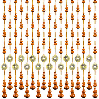 Oluoxun customized peach wood gourd bead curtains and five emperors' money crystal household partition curtains to resolve bedroom entrance and toilet door curtains without opening. log color - peach wood gourd and five emperors' money bead curtains 25 pieces 1.76 meters high (welcome)