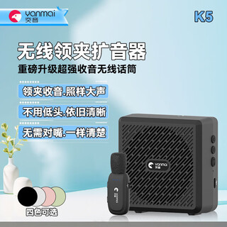 Tuyin k5 wireless lavalier mic amplifier for teachers, small bee, high volume, anti-howling, noise-cancelling microphone for class meetings, noise reduction microphone, bluetooth small speaker, outdoor guide voice protector. tuyin k5-black, single model, wireless lavalier amplifier