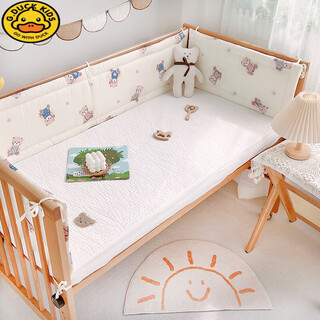 G.duckkids crib bed fence soft-packed pure cotton children's spliced bed guardrail fence anti-collision baby one-piece bed fence heightening star bear (edge version) one piece long 240cm