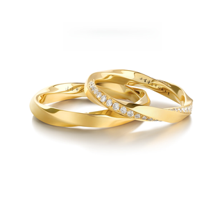 Yuansi wedding ring 18k gold couple ring möbius cycle design unisex ring engraving 18k 18k gold yellow gold (no diamonds) size 7/8/single