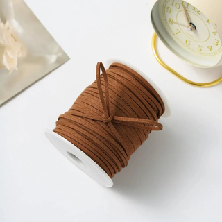 Thread braided chenille leather rope lanyard cowhide rope decorative deerskin rope suede rope drawstring velvet belt diy braided rope velvet leather rope about 45m brown