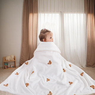 Wenzhi cross-border baby blanket spring, autumn and winter kindergarten quilt newborn baby blanket nap embroidered velvet blanket embroidered bear blanket 80cm*100cm