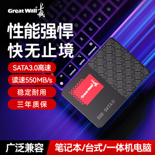长城SSD固态硬盘 SATA3.0接口 台式机笔记本电脑通用硬盘 S400系列 512G