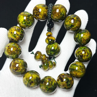 Adrius luxury high-end high-end amber wood northern agarwood full of pine clear seeds translucent bracelet buddha beads ink painting bracelet ink painting 18mm 13 pieces