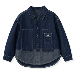 Ask junior boys' jacket 2025 autumn medium and large children's denim jacket children's contrast color jacket trendy blue 140