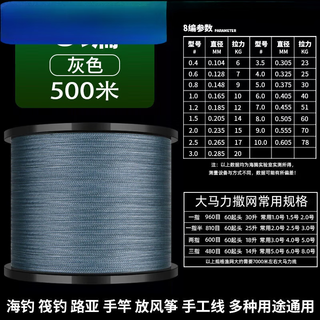 Manon messiant 1000 meters strong horse fish line 8 braids 4 braids pe wire mesh line 500 meters braided line main line asian specialty 500 meters 8 braids gray 0.6