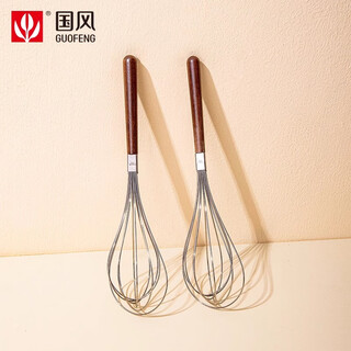 Guofeng 304 stainless steel egg beater manual baking special tool cake cream whipper flour mixer 304 walnut medium size
