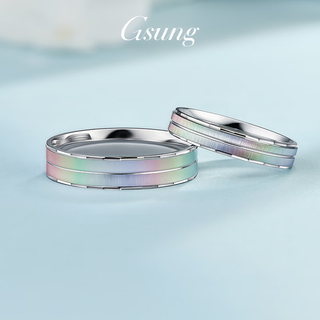 Gsung platinum double cat's eye ring for men and women, pure white gold pt950, unique design, couple ring, chinese valentine's day gift, priced by gram, contact before bidding