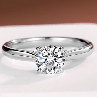 Junpoqifan 18k gold cultivated diamond ring for women classic four-claw real diamond one carat 50 points diamond engagement ring platinum pt950 50 points classic four-claw d vs1 no. 8 circle