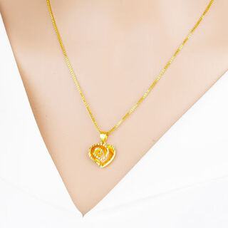 Qiansheng yuan lao phoenix 999 fashionable vietnamese sand gold necklace golden love small waist pendant that will not fade for a long time as a gift to my girlfriend's mother small love pendant + zygote chain lao fengxiang quality