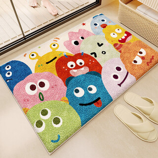 Yong huan card imitation cashmere powder room floor mats, door mats, bathroom showers, home toilet foot mats, absorbent cooling mats, dopamine lele, comfortable and skin-friendly, 45x70cm (small size)