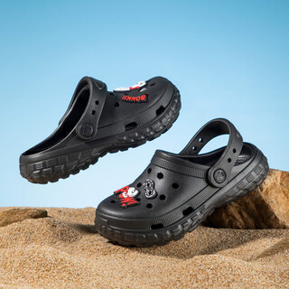 Snoopy snoopy children's shoes children's hole shoes boys two wear soft bottom garden shoes girls outdoor slippers 4941 black 32