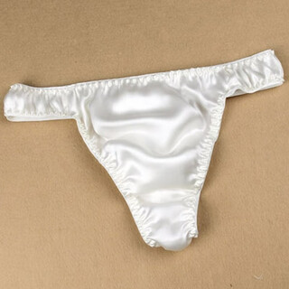 Buy 100 mulberry silk men's low waist sexy t-pants silk t-pants comfortable breathable silk underwear white l