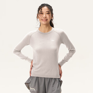 Gray shell merino wool women's long sleeve t-shirt lightweight, breathable and warm 25 new seamless one-piece weave oatmeal m