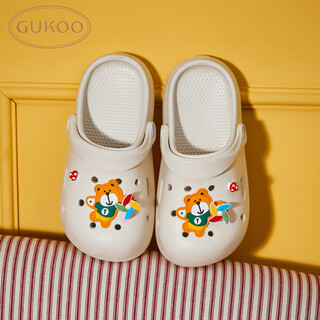Gukoo children's slippers new summer style cute little windmill clogs comfortable and breathable indoor slippers can be worn outside beach shoes off-white slippers 33-34
