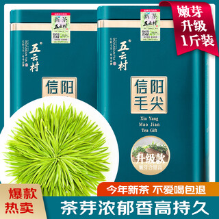 Wuyun village 2025 new tea xinyang maojian 500g green tea rain special sprouts 2 cans total 1jin jin is equal to 0.5kg. drink by yourself with gift bag box