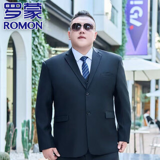 Romon plus size men's suit suit large size fat jacket business casual suit wedding dress interview professional wear navy blue suit 021. suit trousers 2xl 160-175jin jin is equal to 0.5 kg