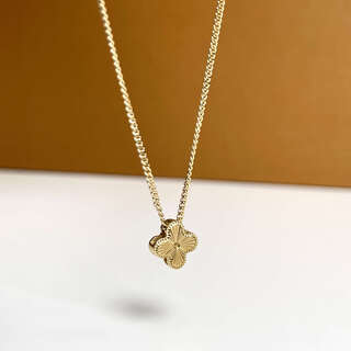 Caox new product pure 18k gold laser four-leaf clover set chain au750 gold lucky necklace women's light luxury high-end gift 18k laser four-leaf clover set chain