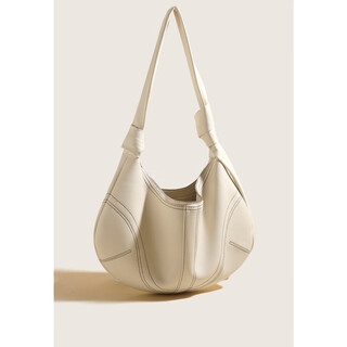 Tachi miss 2025 new armpit bag cowhide baseball bag lazy style crossbody bag ivory white