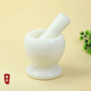 An junsheng's natural artifact stone garlic pounder stone mortar household garlic jar press garlic press bowl pounding mortar (stone mortar + garlic hammer) fine snowflake white set fine stone mortar natural - raw ore master carving
