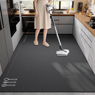 Wanchuang diatom mud kitchen floor mat non-slip, oil-proof and water-absorbent mat, wipe-free and dirty-resistant door mats, waterproof full carpet kitchen - simple gray 3mm thickened custom model 80/flat non-returnable and non-exchangeable