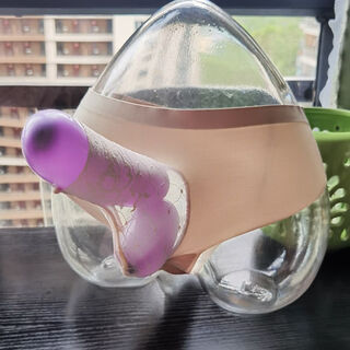 Renduo personalized men's underwear thong ice silk seamless elephant trunk u convex bag ultra-thin transparent lace youth pants skin color long open 1 piece l recommended 130-170 jin jin equals within 0.5 kg