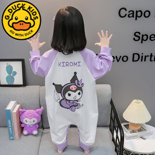 G.duckkids girls one-piece pajamas spring and autumn style girls cute cartoon sleeping bag baby protective casual home creeping clothes purple-culomi (lycra cotton) 80 cm recommended height 70-80cm 1-2 years old