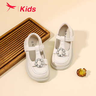 红蜻蜓女童鞋秋季学院风儿童皮鞋百搭玛丽珍公主单鞋Q43BPPY454米色35