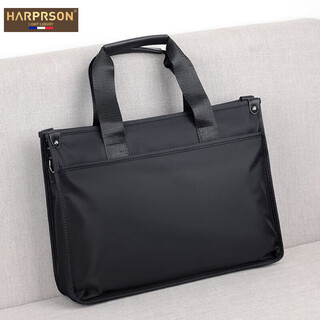 Humperson canvas briefcase men's handbag business trip computer bag large capacity shoulder messenger bag men's luxury goods black large size 41*30*7 (16 inches) 16 inches